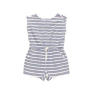 Janie & Jack Striped Tie-Waist Romper Blue and White Size 4